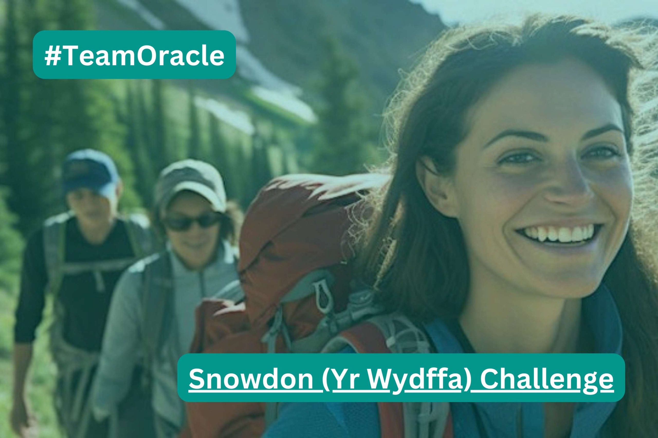 #Team Oracle Snowdon (Yr Wydffa) Challenge - girl smiling whilst hiking