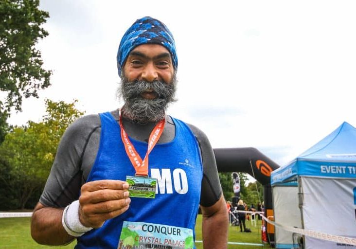 Man finishing charity run